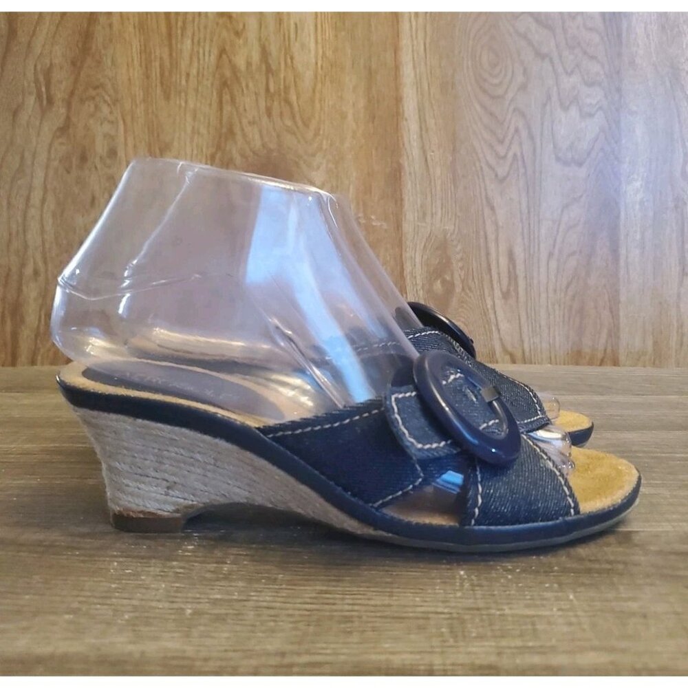 Aerosoles Citizen Espadrille Slide Sandals Womens Size 6 Blue Denim